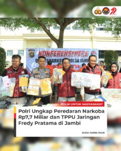 Polda Jambi Ungkap Dua Kasus Narkoba Besar, Sita Sabu dan Ekstasi Senilai Rp7,7 Miliar.
